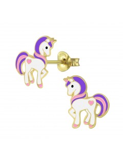 mon-bijou - FF4373 - Boucle d'oreille cheval doré en argent 925/1000