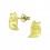 Mon-bijou - FF5270 - Boucle d'oreille chat doré en argent 925/1000