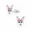 Boucle d'oreille lapin rose et gris en argent 925