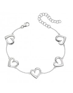 Mon-bijou - D5266 - Bracelet 5 petits coeurs en argent 925/1000