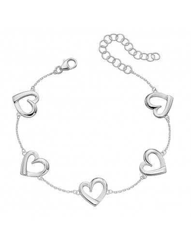 Bracelet 5 petits coeurs en argent 925