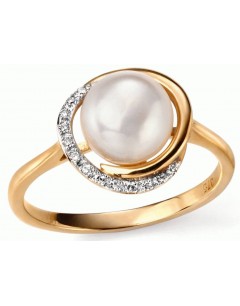 Mon-bijou - D503a - Bague perle et diamants en or 375/1000