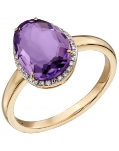 Mon-bijou - D558a - Bague améthyste et diamant en or 375/1000