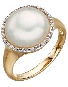 Mon-bijou - D560 - Bague perle et diamant en or 375/1000