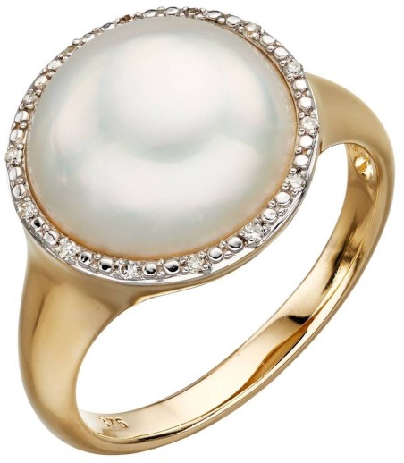 Mon-bijou - D560 - Bague perle et diamant en or 375/1000