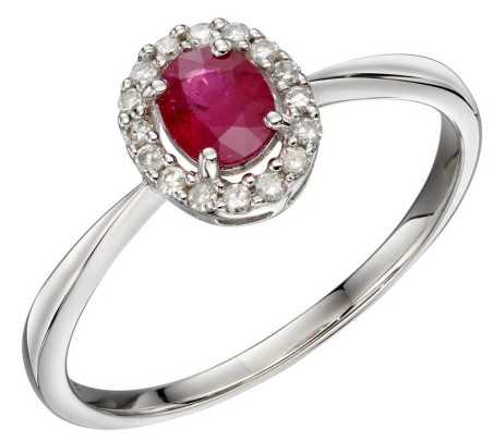 Mon-bijou - D573 - Bague rubis et diamant en or blanc 375/1000