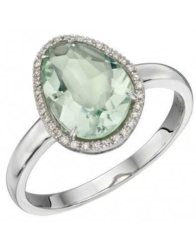 Bague fluorite et diamant en or blanc 375