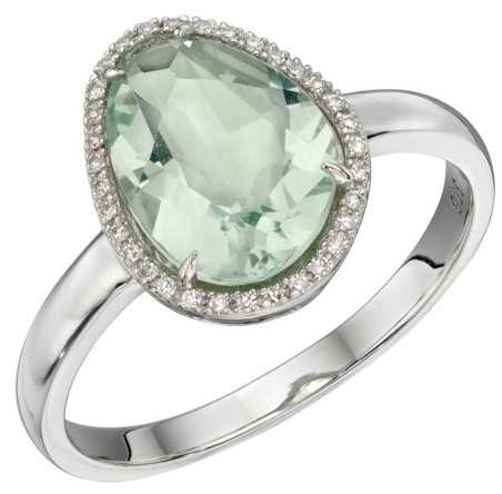 Mon-bijou - D574 - Bague fluorite et diamant en or blanc 375/1000