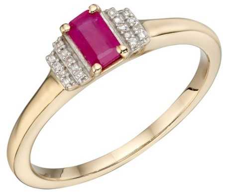 Mon-bijou - D580 - Bague rubis et diamant en or 375/1000