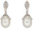 Boucle d'oreille perle et diamant en or blanc 375