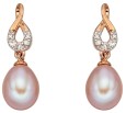 Boucle d'oreille perle et diamant en or rose 375