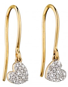 Mon-bijou - D2235a - Boucle d'oreille coeur de diamant en or 375/1000