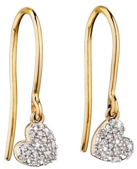 Mon-bijou - D2235a - Boucle d'oreille coeur de diamant en or 375/1000