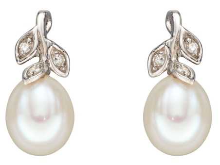 Mon-bijou - D2342 - Boucle d'oreille perle et diamant en or blanc 375/1000