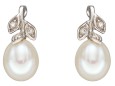 Boucle d'oreille perle et diamant en or blanc 375