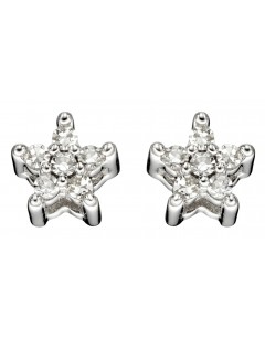 Mon-bijou - D2353 - Boucle d'oreille étoile diamant en or blanc 375/1000