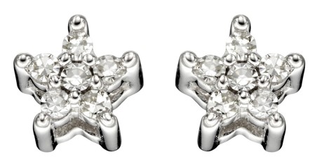 Mon-bijou - D2353 - Boucle d'oreille étoile diamant en or blanc 375/1000