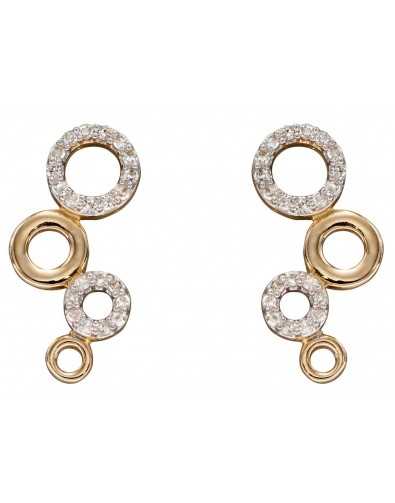 Boucle d'oreille diamant en or blanc et jaune 375