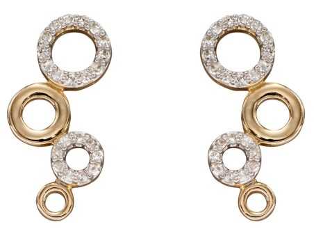 Mon-bijou - D2354 - Boucle d'oreille diamant en or blanc et jaune 375/1000