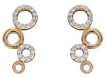 Boucle d'oreille diamant en or blanc et jaune 375