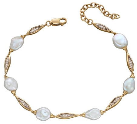 Mon-bijou - D491 - Bracelet perle et diamant sur or jaune 375/1000