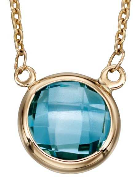 Mon-bijou - D296 - Collier topaze bleu sur or jaune 375/1000