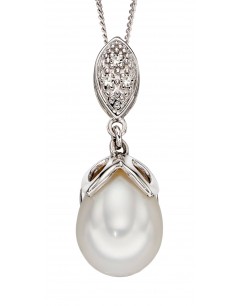 Mon-bijou - D2113 - Collier perle et diamant sur or blanc 375/1000