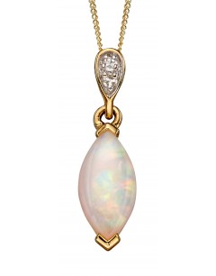 Mon-bijou - D2115 - Collier opale et diamant sur or jaune 375/1000