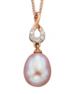 Mon-bijou - D2119 - Collier perle et diamant sur or rose 375/1000