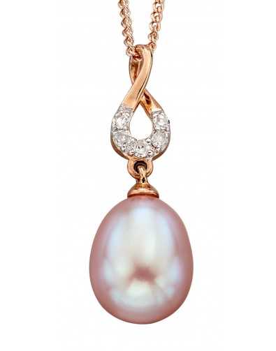 Collier perle et diamant en or rose 375