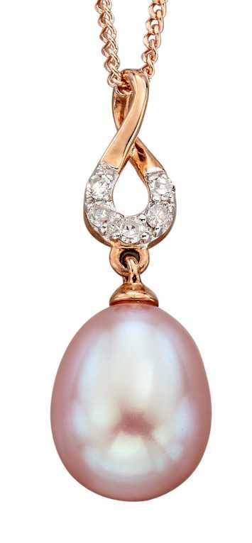 Collier perle et diamant en or rose 375