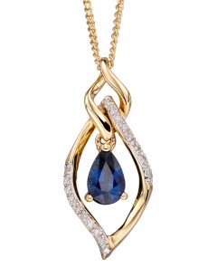 Mon-bijou - D2157a - Collier saphir et diamant sur or jaune 375/1000