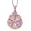 Collier rose de France et quartz rose avec diamant en or 375