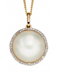 Mon-bijou - D2160a - Collier perle et diamant sur or jaune 375/1000