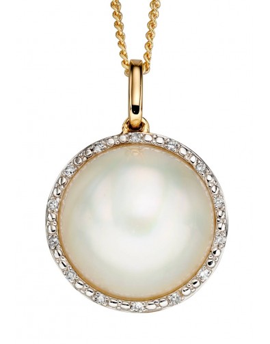 Mon-bijou - D2160a - Collier perle et diamant sur or jaune 375/1000