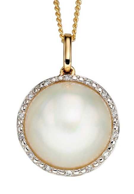 Mon-bijou - D2160a - Collier perle et diamant sur or jaune 375/1000