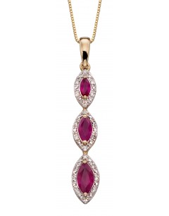 Mon-bijou - D2163 - Collier rubis et diamant sur or jaune 375/1000