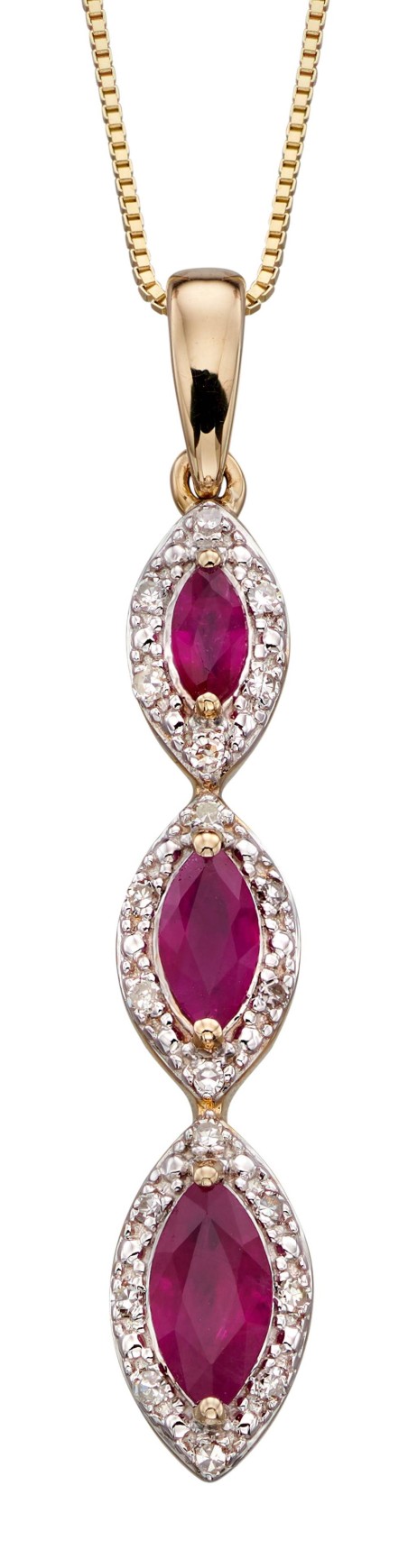 Mon-bijou - D2163 - Collier rubis et diamant sur or jaune 375/1000