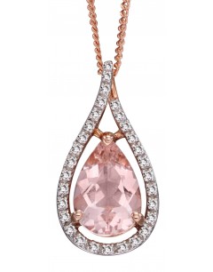 Mon-bijou - D2164 - Collier morganite et diamant sur or rose 375/1000