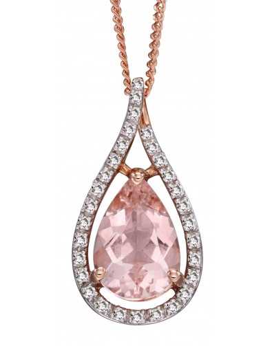 Collier morganite et diamant en or rose 375