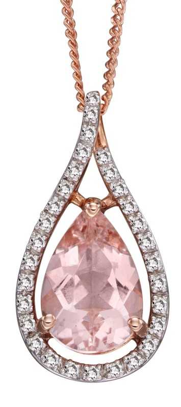 Collier morganite et diamant en or rose 375