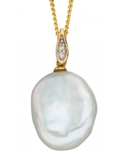 Mon-bijou - D2171 - Collier perle baroque et diamant sur or jaune 375/1000