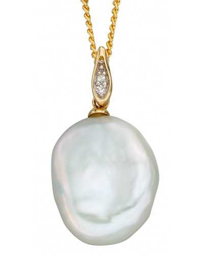 Collier perle baroque et diamant en or 375