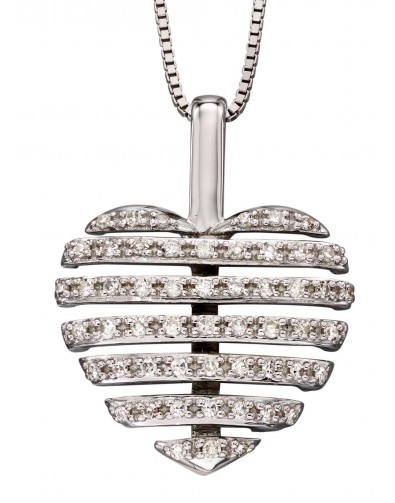Mon-bijou - D2179a - Collier coeur diamant sur or blanc 375/1000