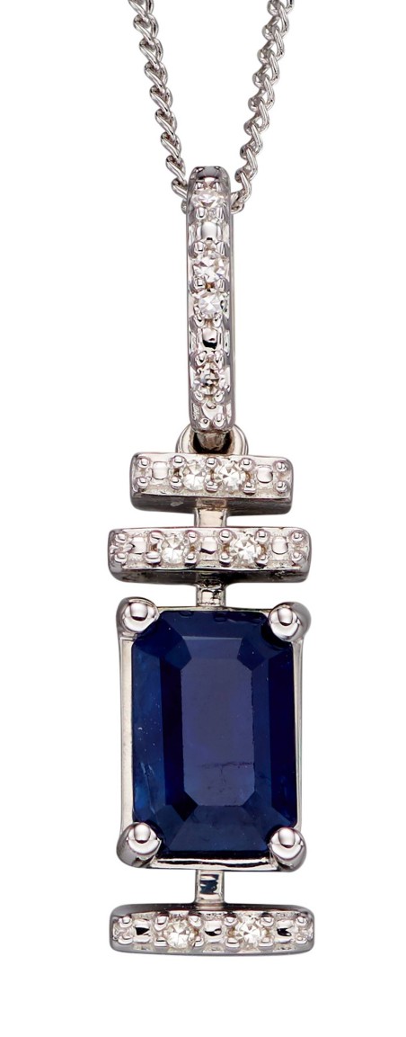 Mon-bijou - D2184a - Collier saphir et diamant sur or blanc 375/1000