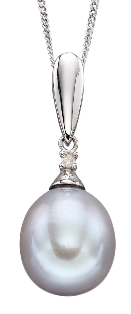 Mon-bijou - D2186a - Collier perle et diamant sur or blanc 375/1000