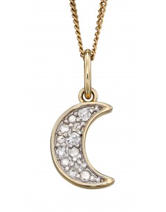 Mon-bijou - D2187a - Collier lune diamant sur or jaune 375/1000