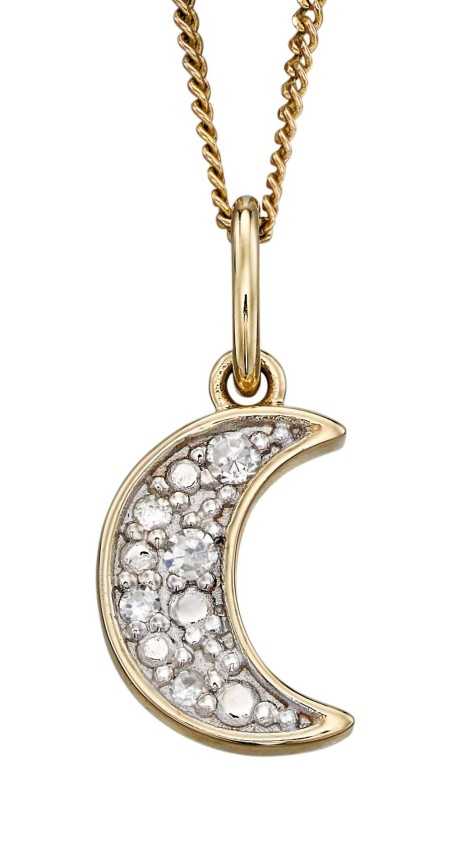 Collier lune diamant en or 375