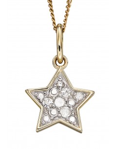 Mon-bijou - D2188b - Collier étoile diamant sur or jaune 375/1000