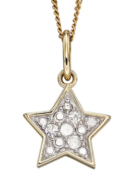 Mon-bijou - D2188b - Collier étoile diamant sur or jaune 375/1000